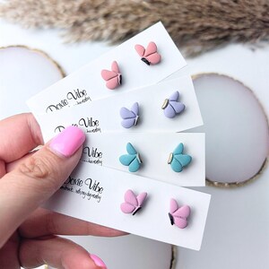 Butterfly Stud Clay Earring | Titanium Earrings | Handmade Earrings | Hypoallergenic Earrings | Gift for Her | Summer Earrings
