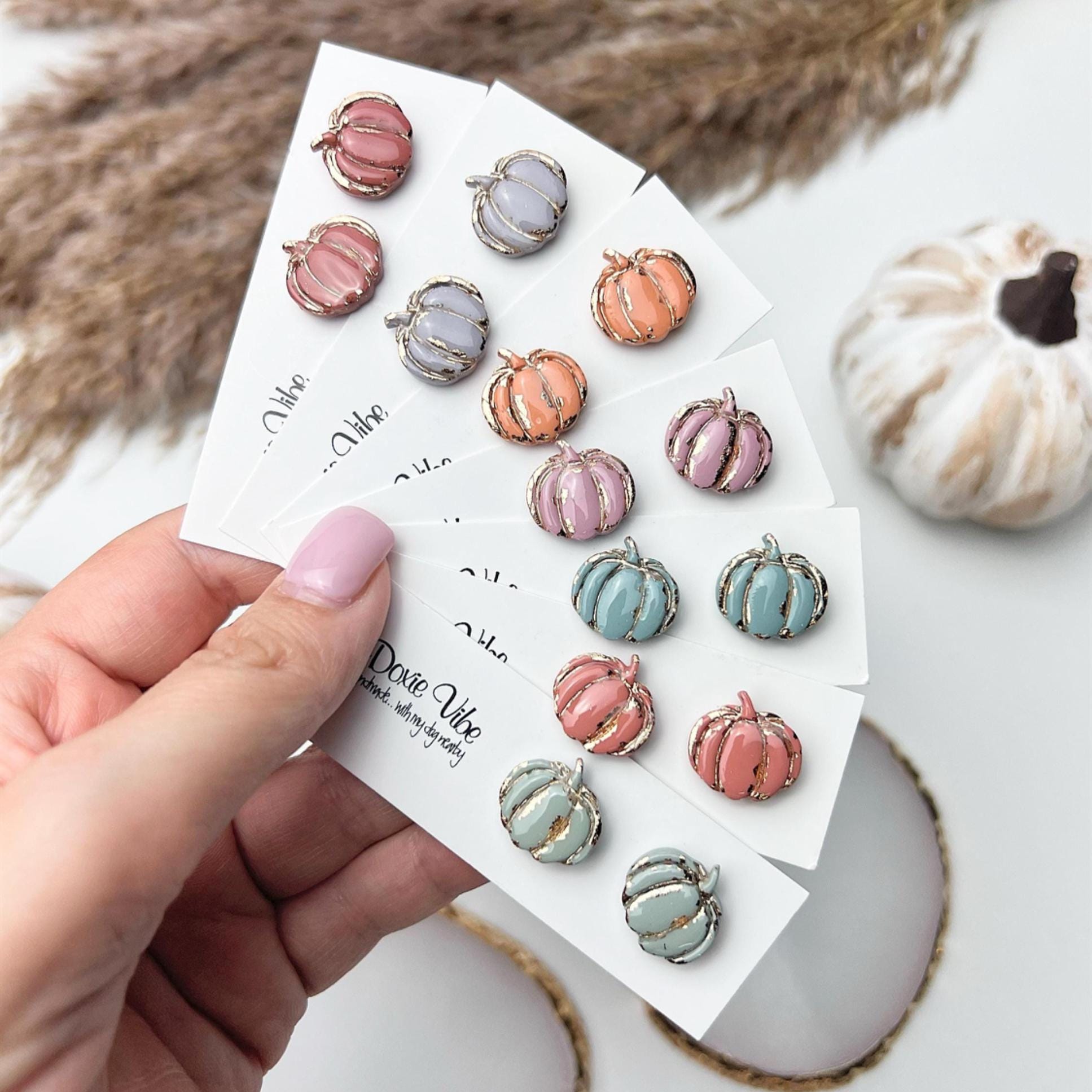 Fall Pumpkin Stud Clay Earring | Titanium Earrings | Handmade Pumpkin Earrings | Hypoallergenic Earrings | Gift for Her