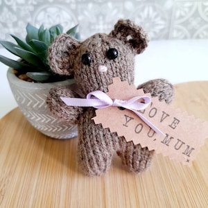 Hand-Knitted Pocket Hug Bear, Mother's Day Gift