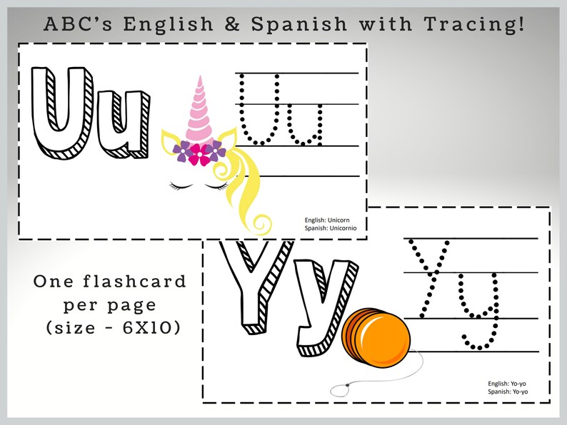 6x10 Bilingual Abcs Flashcards Digital Download Plus Bonus - Etsy