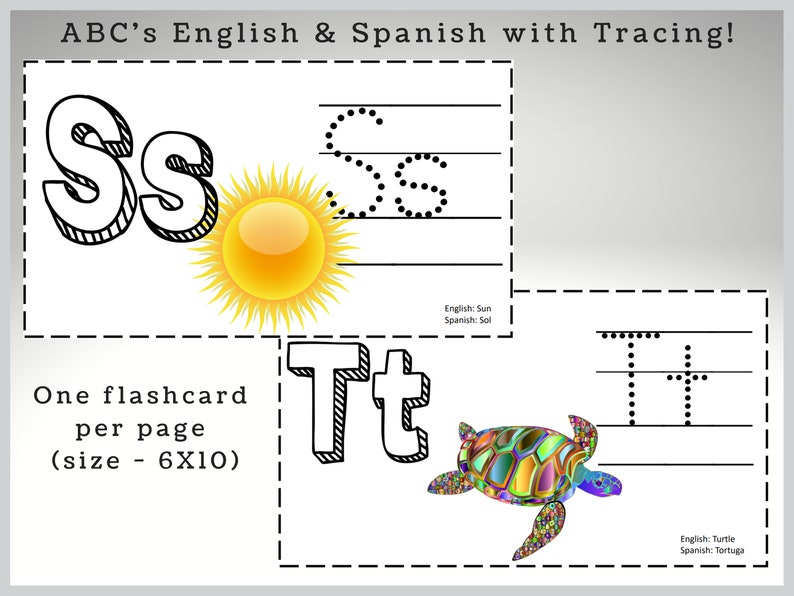 6x10 Bilingual Abcs Flashcards Digital Download Plus Bonus - Etsy
