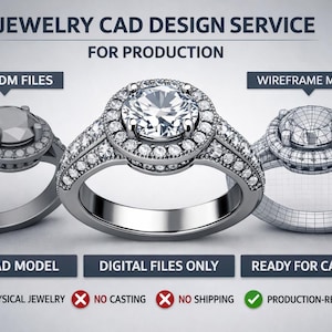 Service de conception CAO de bijoux | Modélisation 3D de bagues et de bijoux pour la production | Fichier STL/3DM