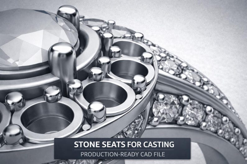 Jewelry CAD Design Service | 3D Ring & Jewelry Modeling for Production | STL / 3DM File image 3