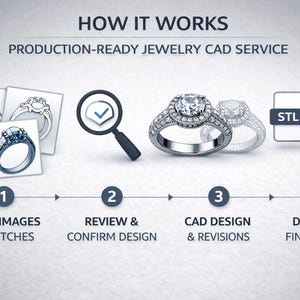 Jewelry CAD Design Service | 3D Ring & Jewelry Modeling for Production | STL / 3DM File image 4