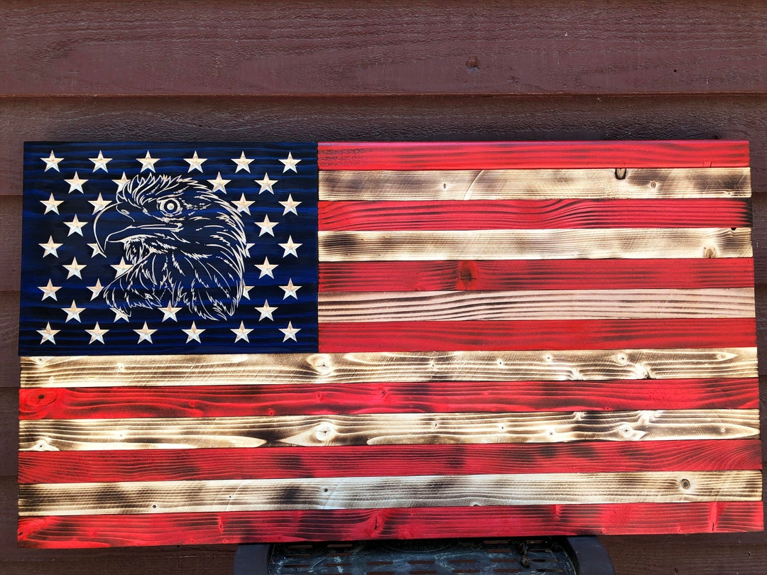 Wooden American Flag Traditional 50 Stars - Handmade, 50 Star Flag ...
