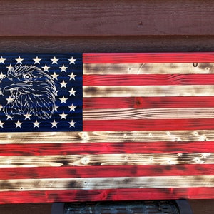 Wooden American Flag Traditional 50 Stars - Handmade, 50 Star Flag, Rustic Flag, Wooden Rustic Flag, Eagle Flag, Wooden US Eagle Flag, Eagle