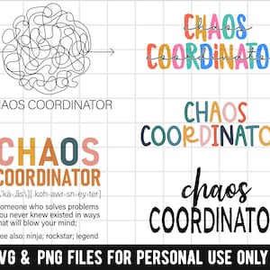 Chaos Coordinator SVG, Chaos Coordinator PNG, Sublimation PNG File, Cute Chaos Coordinator Practitioner, Colorful Design