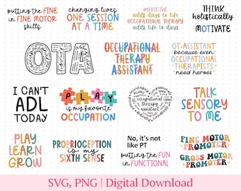 Occupational Therapy Assistant SVG and PNG, Occupational Therapy Assistant Gifts, OT Design Bundle