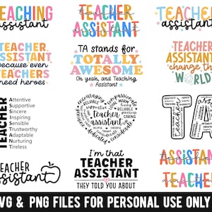 Teacher Assistant SVG, Teacher Assistant PNG, For Teacher Assistant, Sublimation PNG File, Cute Teacher Assistant, Leopard Pattern Rainbow