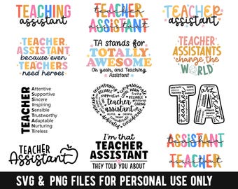 Teacher Assistant SVG, Teacher Assistant PNG, For Teacher Assistant, Sublimation PNG File, Cute Teacher Assistant, Leopard Pattern Rainbow