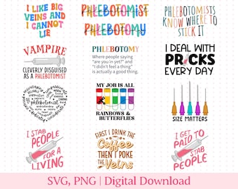 Phlebotomy SVG and PNG, Phlebotomist Gifts - Phlebotomist SVG Design Bundle
