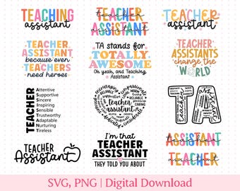Teacher Assistant SVG, Teacher Assistant PNG, For Teacher Assistant, Sublimation PNG File, Cute Teacher Assistant, Leopard Pattern Rainbow