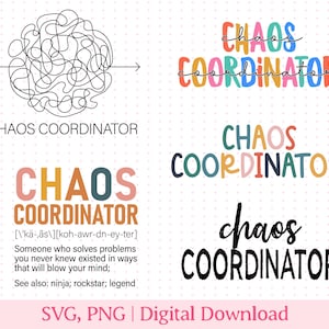 Chaos coördinator SVG, chaos coördinator png, sublimatie png-bestand, schattige chaos coördinator beoefenaar, kleurrijk ontwerp