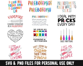 Phlebotomy SVG and PNG, Phlebotomist Gifts - Phlebotomist SVG Design Bundle