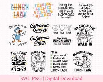 Lunch Lady PNG and SVG, Lunch Lady Gifts – Cafeteria Crew Design Bundle