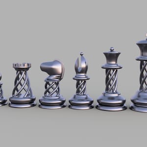 Spiral Chess Set STL Archivos imagen 1