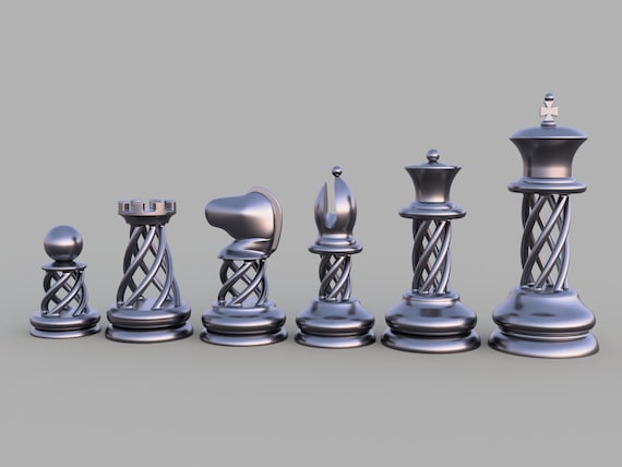 3D set di scacchi a spirale stampato. 