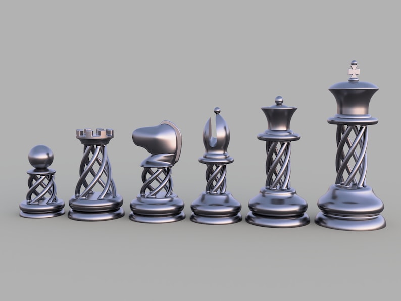 Spiral Chess Set STL Files image 1