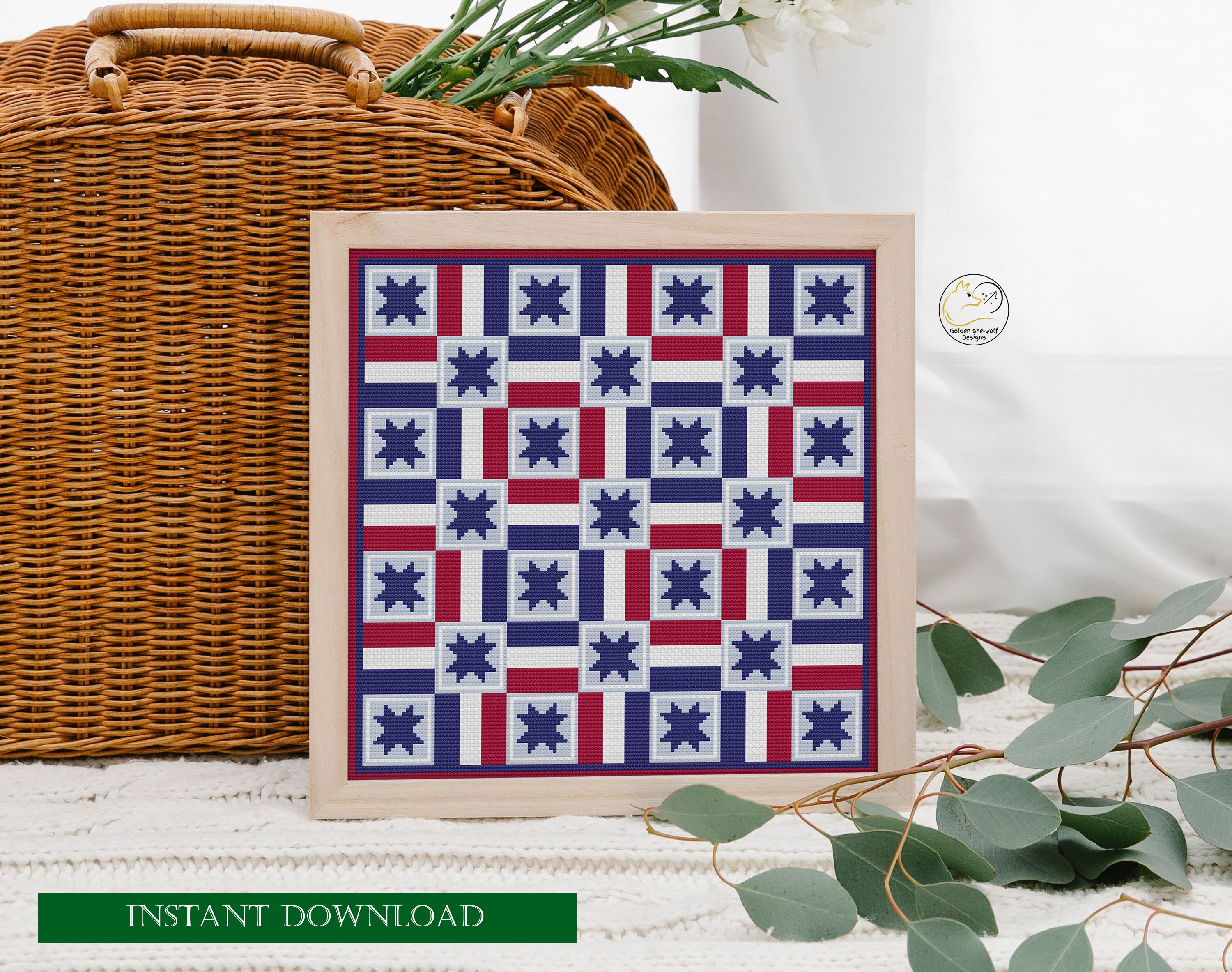 America Patriotic Cross Stitch Pattern Pdf Patriotic Quilting Etsy