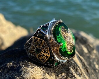 Real 925 Sterling Silver Mens Coin Ring USA Eagle American