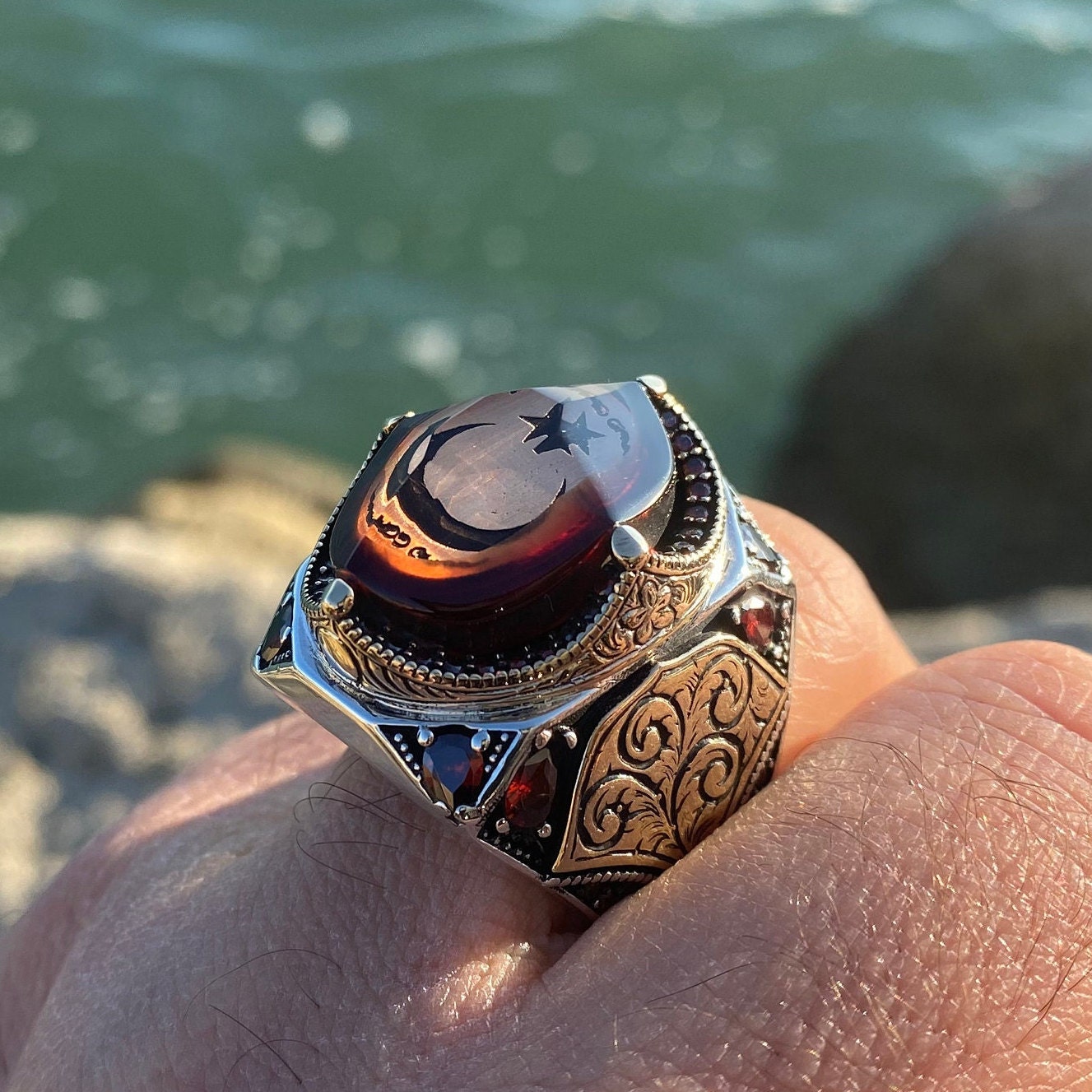 Zenium Silver Handmade Men Ring Turkish Nobility Catalin Zenium Silver Handmade Men Ring Turkish Nobility Catalin