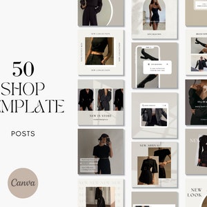 50 Clothing Business Instagram Posts, Online Shop Canva Templates, E-Commerce Social Media Marketing, IG Product, Instagram Branding