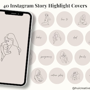 40 Motherhood Instagram Highlight Covers, Mom Life Instagram Highlights, Baby & Pregnancy Instagram Story Covers, Mama Blogger Icons