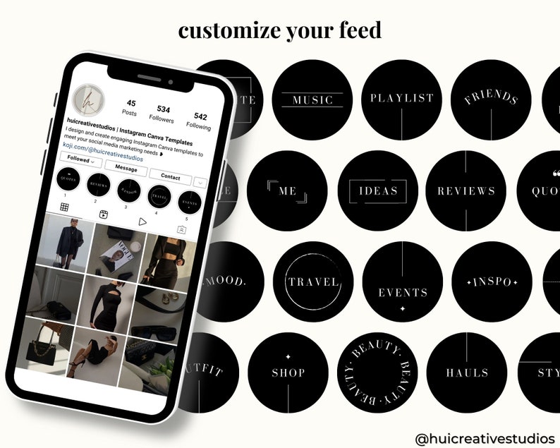 40 Black Instagram Highlight Covers, Minimalist Stories Covers, Black