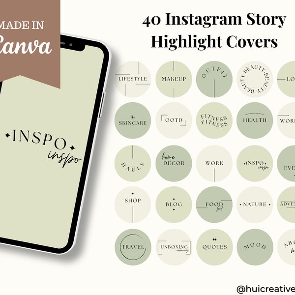 40 Green Minimal Instagram Highlight Covers Canva, Esthetician Instagram Highlight Icons, Text Instagram Story Covers, Word Instagram Icons