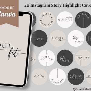 40 copertine Instagram Highlight minimali e neutre Canva, icone Instagram Highlight dell'estetista, copertine di storie Instagram di testo, icone Instagram Word