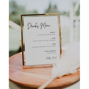 Wedding Bar Menu | Editable Wedding Drink Sign, Modern, Minimalist, Editable Template, Printable Sign, 023