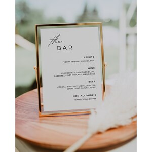 Wedding Bar Menu | Editable Wedding Drink Sign, Modern, Minimalist, Editable Template, Printable Sign, 013