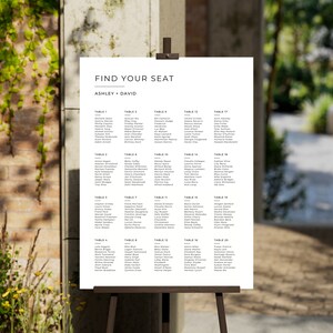 Wedding Seating Chart Template | Minimalist, Editable Seating Chart, Organized By Table, 051