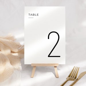 Hochzeit Tisch Karten Vorlage | Minimalistische, große Zahlen, bearbeitbare Tischnummernkarten