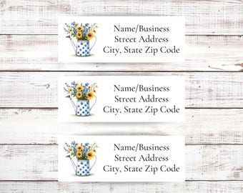 Sunflower Address Labels, Summer Address Labels, Personalized Return Address Labels for Envelope, Address Stickers, Floral Address Label