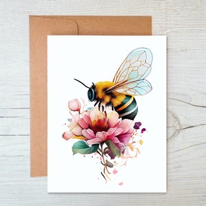Bee Greeting Card Pack, Bee Stationery, Spring Note Cards for Her, Thank You Cards with Bees, Bee Gifts for Women, Blank Card with Envelopes