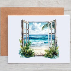 Beach Landscape Cards, Beach Note Cards with Envelopes, Summer Stationery, Beach Themed Gifts, Beach Greeting Cards, Summer Note Cards