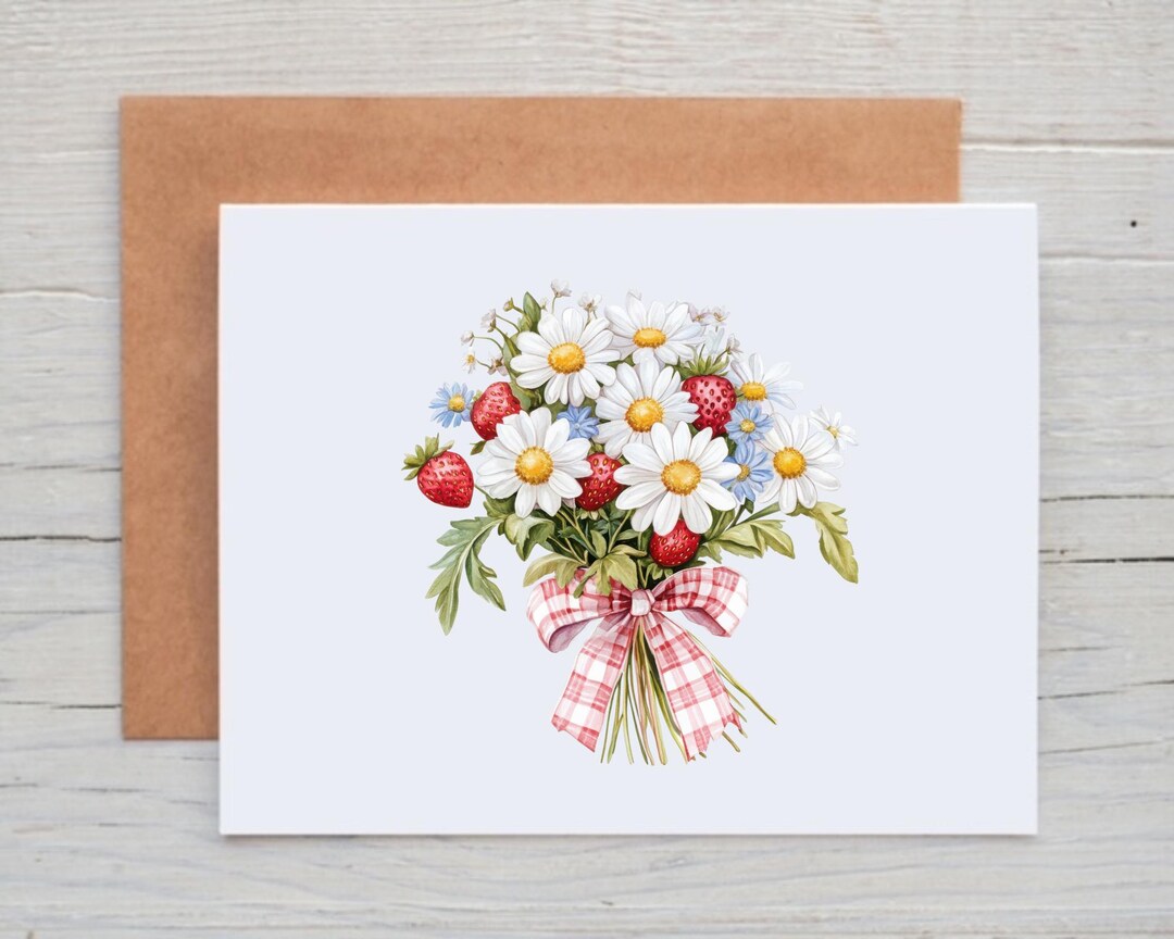 Daisy Note Cards With Envelopes, Strawberey Note Cards, Summer Note ...