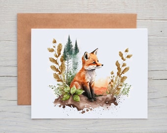 Fox Note Cards, Woodland Animal Stationery, Blank Cards with Envelopes, Fox Gifts for Women