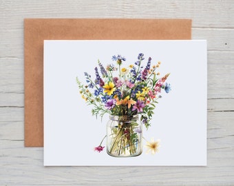 Wildflower Note Cards with Envelopes, Floral Note Cards for Women, Botanical Cards, All Occasion Greeting Cards, Floral Stationery