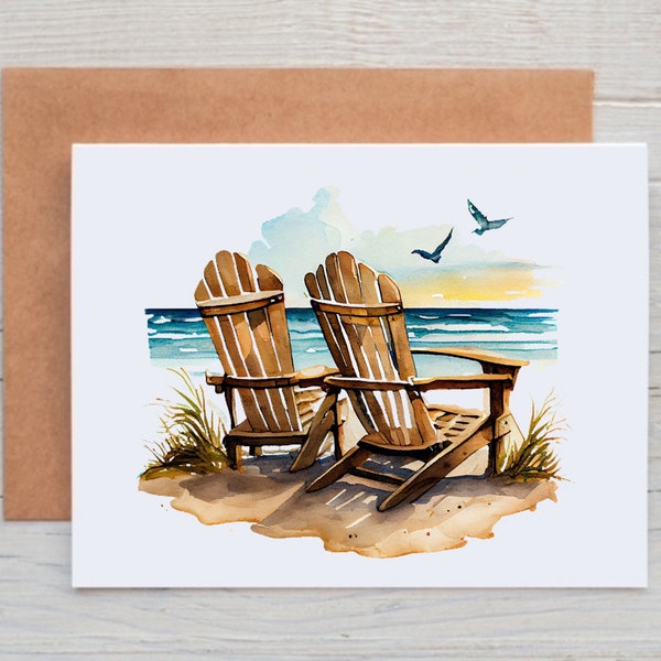 Beach Note Cards, Summer Stationery, Blank Cards with Envelopes, Retirement Gift for Friend, Beach Themed Gifts