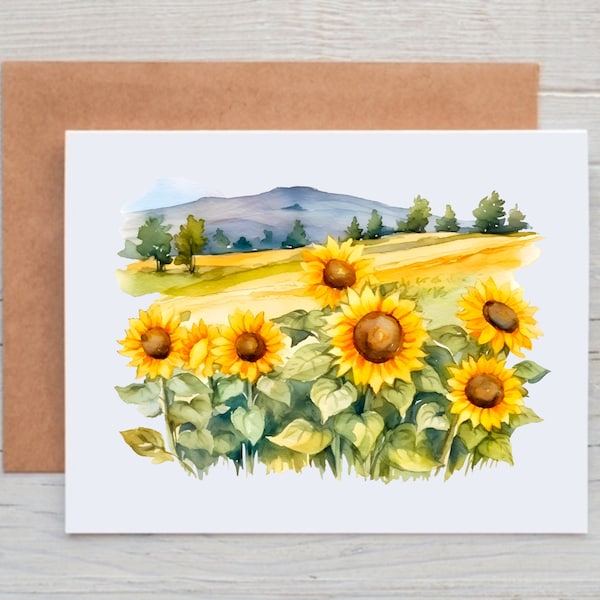 Sunflower Note Cards with Envelopes , Floral Note Card for Women, Sunflower Cards Pack, Sunflower Gifts for Friend, Sunflower Thank You Card
