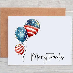 Patriotic Thank You Cards with Envelopes, Patriotic Stationary for Women, Thank You For Your Service Card, Cards for Veterans, 4th of July