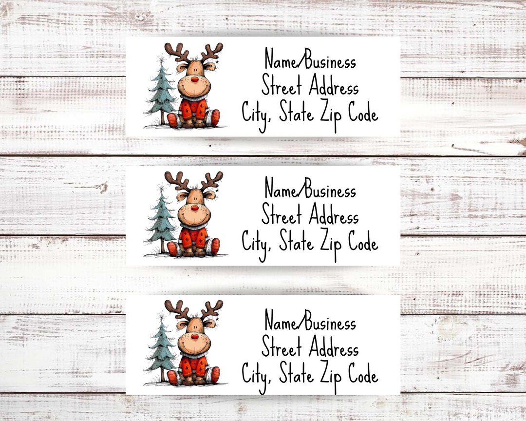Christmas Moose Address Labels, Holiday Mailing Labels, Return Address ...