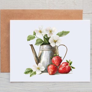 Strawberry Note Cards with Envelopes, Summer Stationery for Women, Strawberry Greeting Cards, Summer Note Cards, Fruit Note Cards