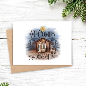 Nativity Christmas Cards, Religious Christmas Cards, Holiday Card Set, Christmas Card Set with Envelopes, Blank Christmas Cards, Set of 12