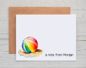 Personalized Summer Note Cards with Envelopes, Custom Stationery Set, a note from card, Beach Cards Pack