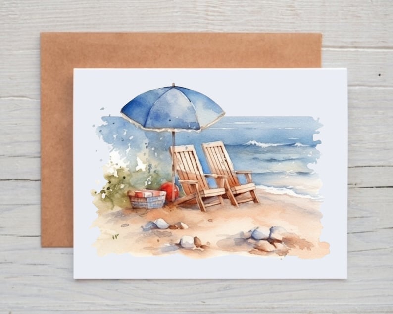 Watercolor Beach Notecards With Envelopes, Beach Stationery for Women ...