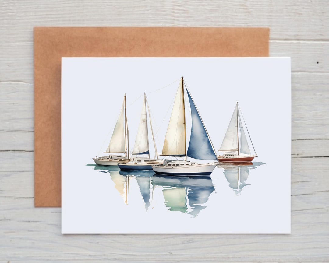 Sailboat Note Cards, Beach Note Cards, Boat Stationery, Retirement Gift ...