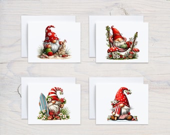 Beach Gnome Note Cards with Envelopes, Gnome Stationery, Gnome Gifts for Women, All Occasion Cards, Summer Gnome Greeting Cards Blank Inside